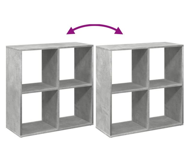betonszürke szerelt fa elválasztó könyvespolc 69,5x29x69,5 cm