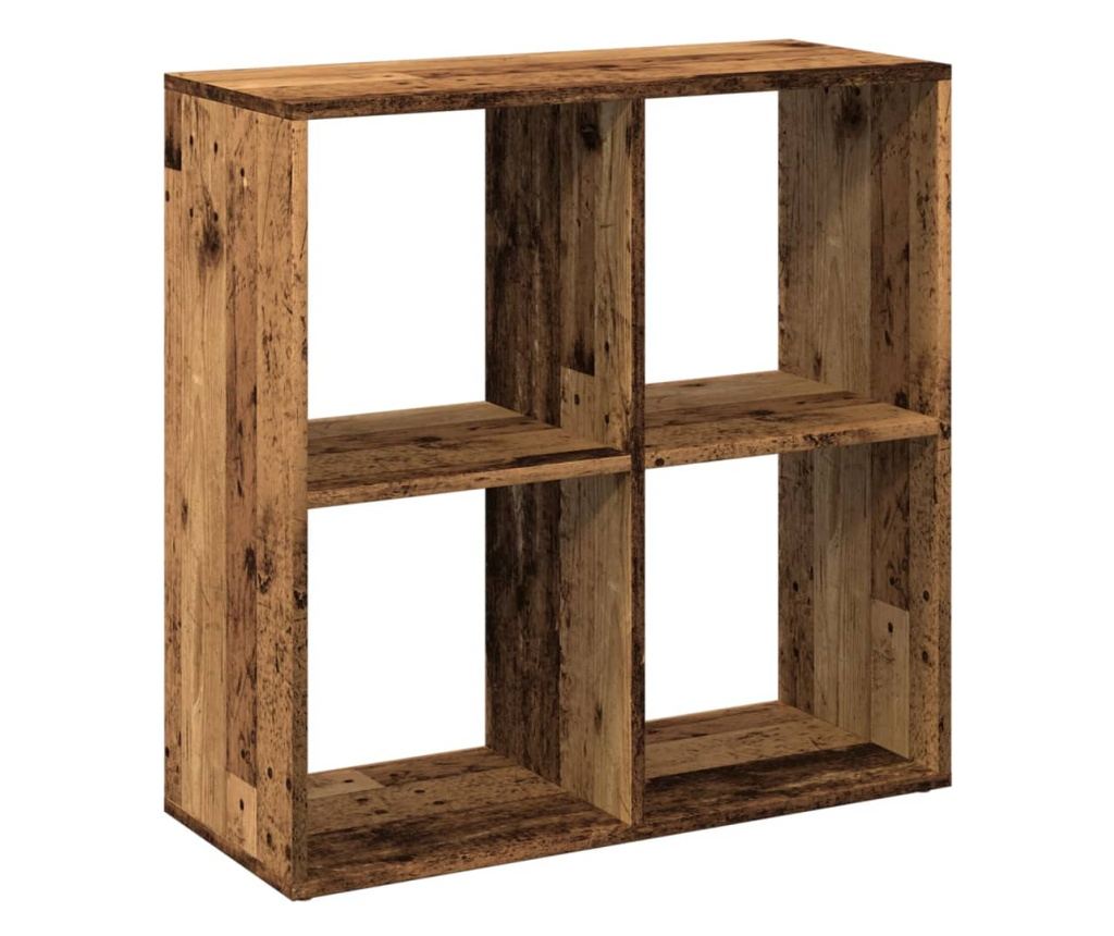 antik fa színű fa térelválasztó könyvespolc 69,5x29x69,5 cm - 2