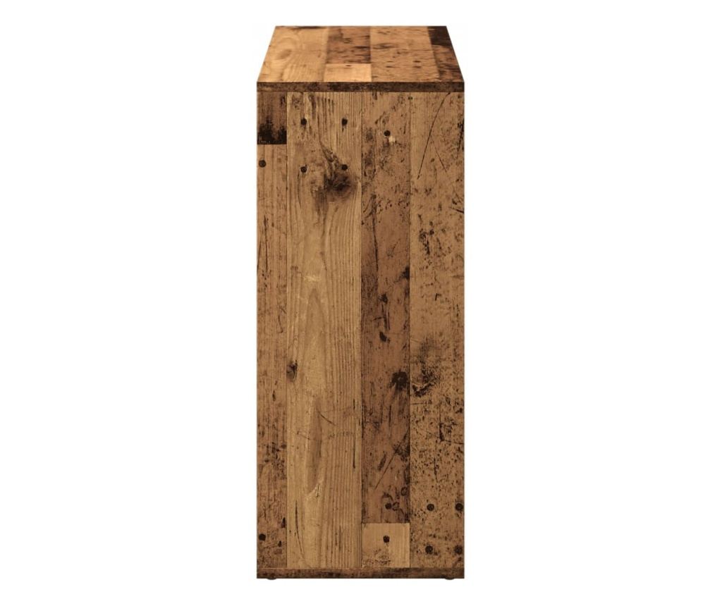 antik fa színű fa térelválasztó könyvespolc 69,5x29x69,5 cm - 6