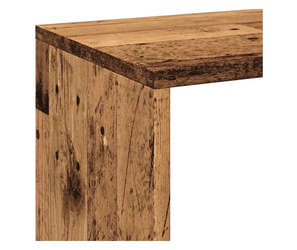 antik fa színű fa térelválasztó könyvespolc 69,5x29x69,5 cm - 9