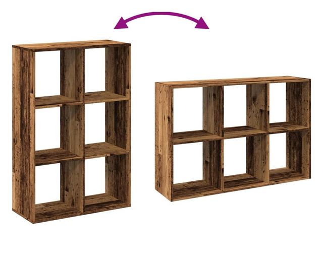 antik fa színű fa térelválasztó könyvespolc 69,5x29x103,5 cm