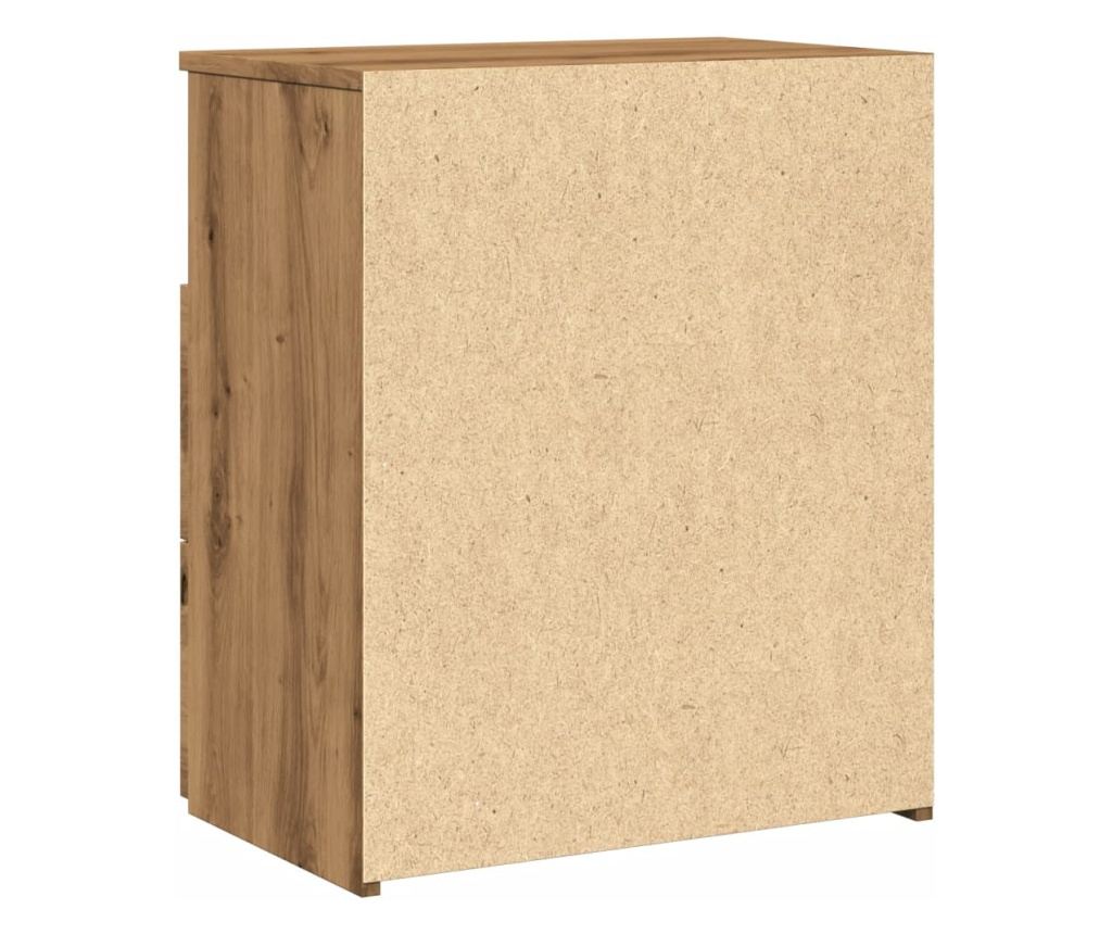 2 db kézműves tölgy színű szerelt fa éjjeliszekrény 50x32x60 cm - 7