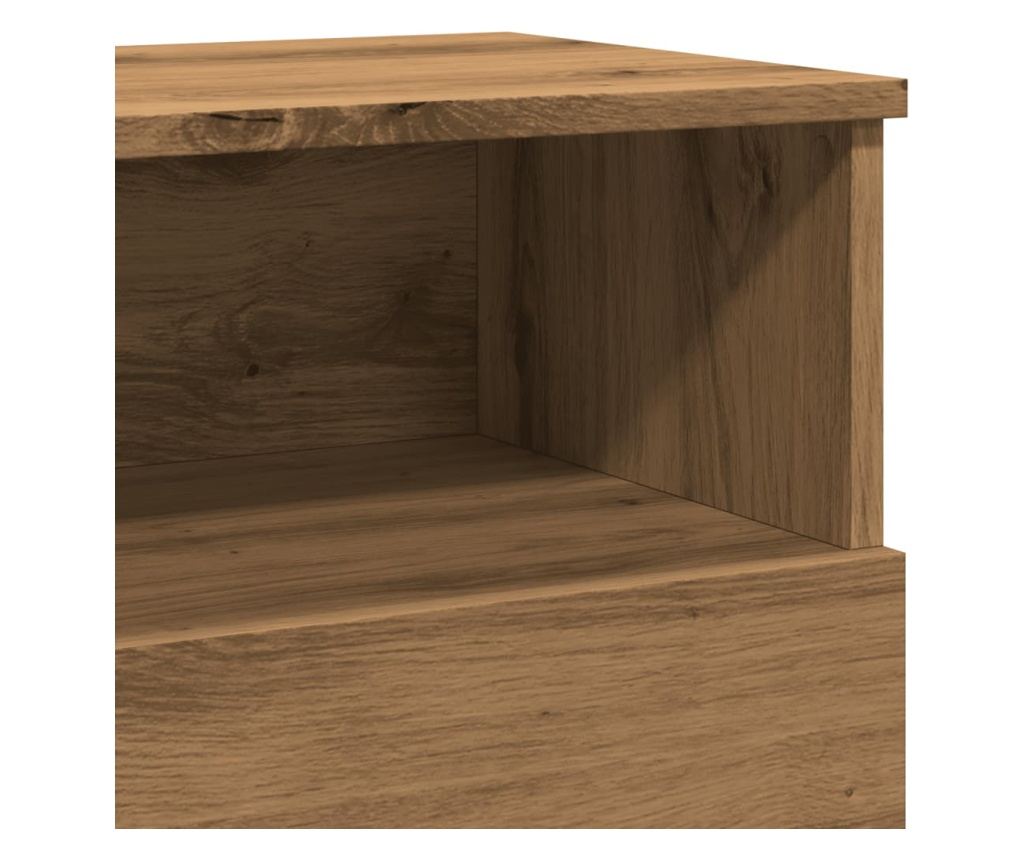 2 db kézműves tölgy színű szerelt fa éjjeliszekrény 50x32x60 cm - 9