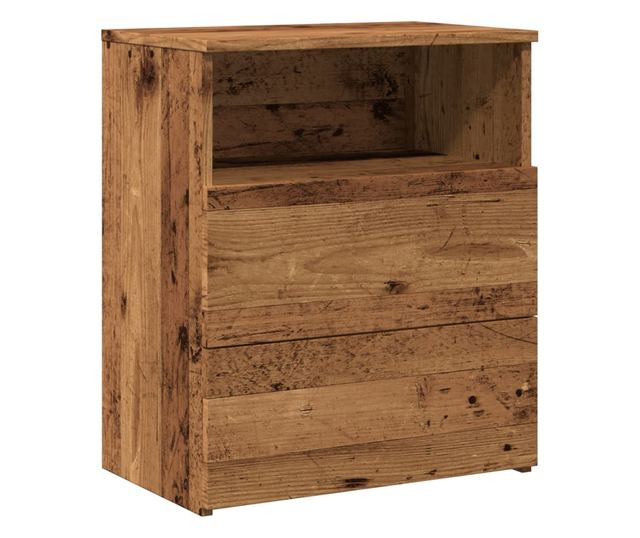 2 db antik fa színű szerelt fa éjjeliszekrény 50 x 32 x 60 cm