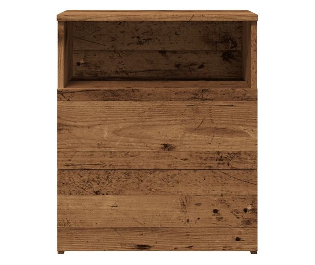 2 db antik fa színű szerelt fa éjjeliszekrény 50 x 32 x 60 cm