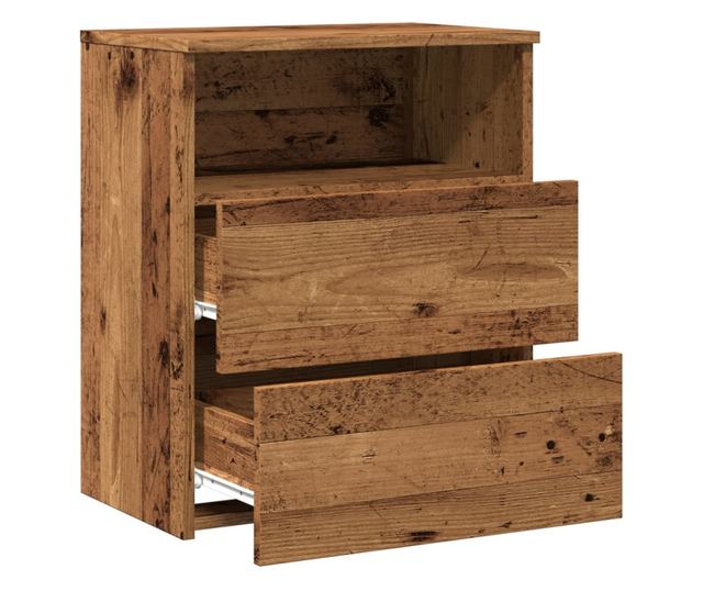 2 db antik fa színű szerelt fa éjjeliszekrény 50 x 32 x 60 cm