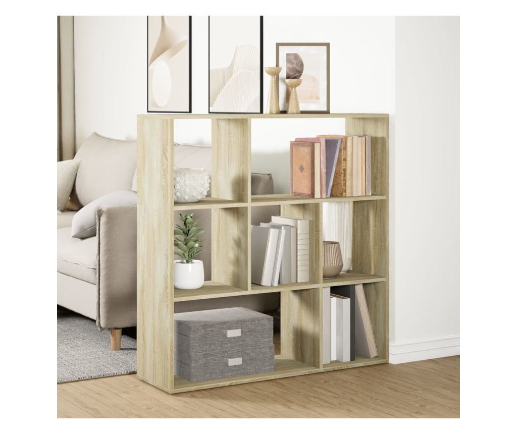 sonoma tölgy szerelt fa elválasztó könyvespolc 102x29x103,5 cm - 4