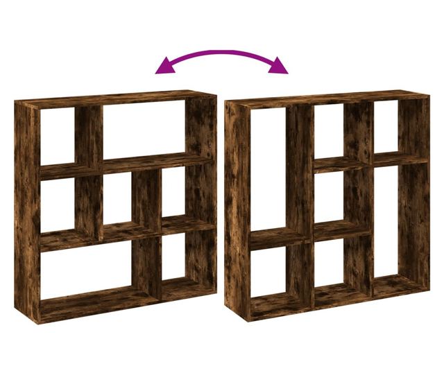 füstös tölgy szerelt fa elválasztó könyvespolc 102x29x103,5 cm
