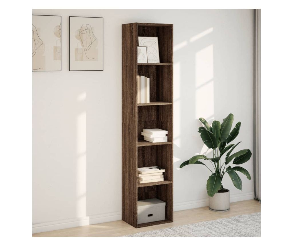 barna tölgy színű szerelt fa könyvespolc 40 x 30 x 189 cm - 3