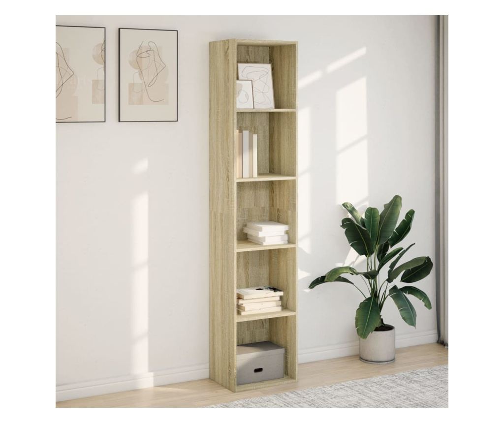sonoma tölgy színű szerelt fa könyvespolc 40 x 30 x 189 cm - 3