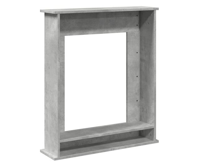 betonszürke szerelt fa kandallóburkolat 75 x 20 x 87,5 cm