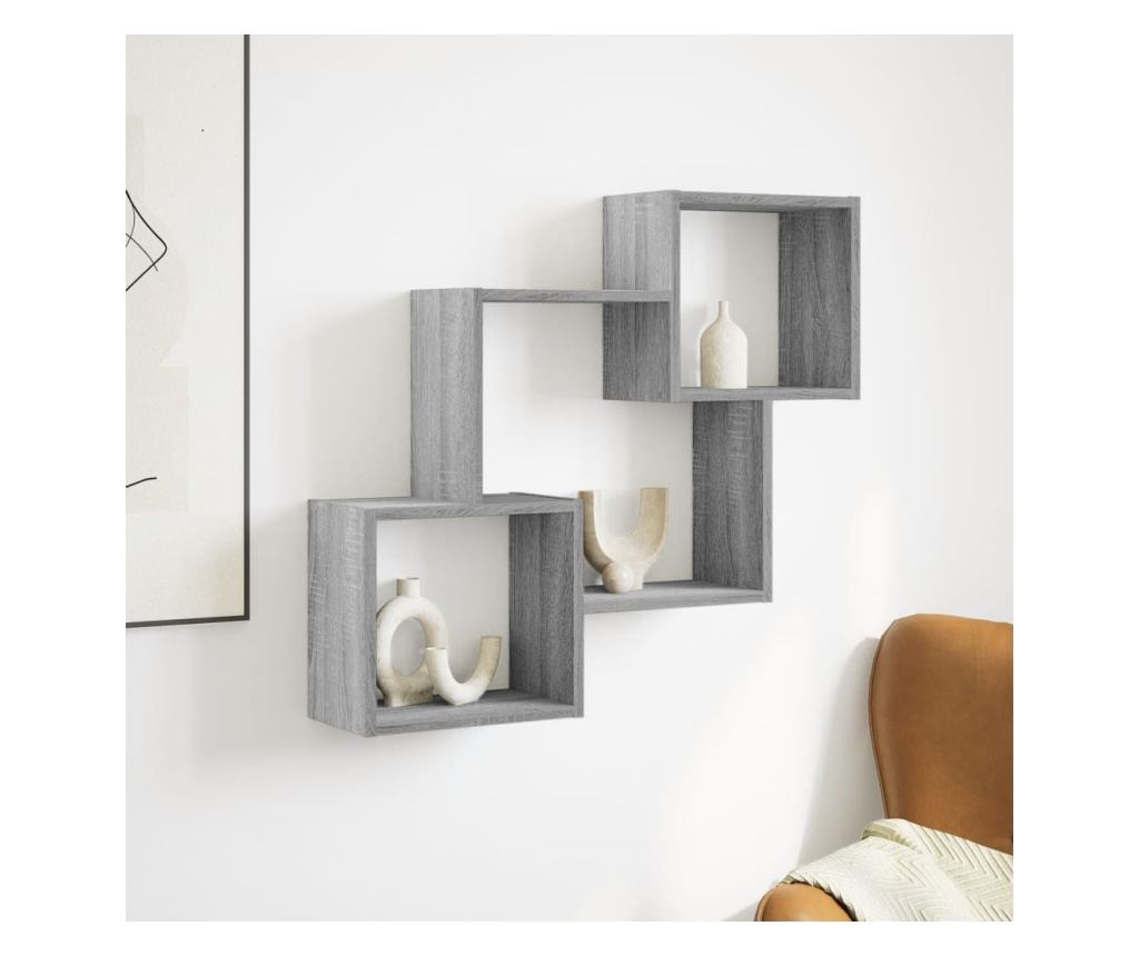 szürke sonoma színű szerelt fa faliszekrény 78 x 18 x 71 cm - 3