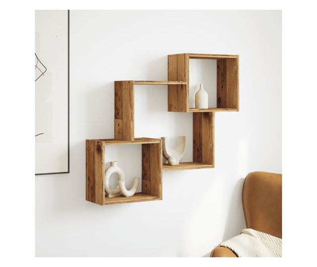 antik fa színű szerelt fa faliszekrény 78 x 18 x 71 cm