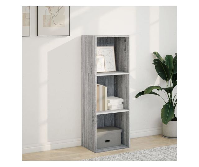 szürke sonoma színű szerelt fa könyvespolc 40 x 30 x 114 cm