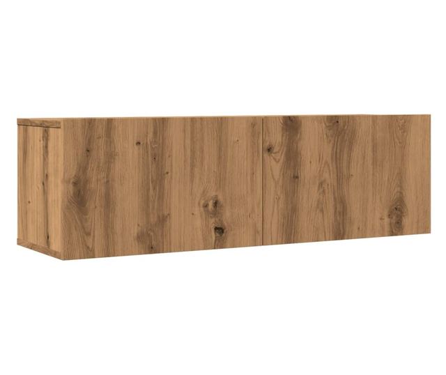 2 db kézműves tölgy falra szerelhető TV-szekrény 100x30x30 cm