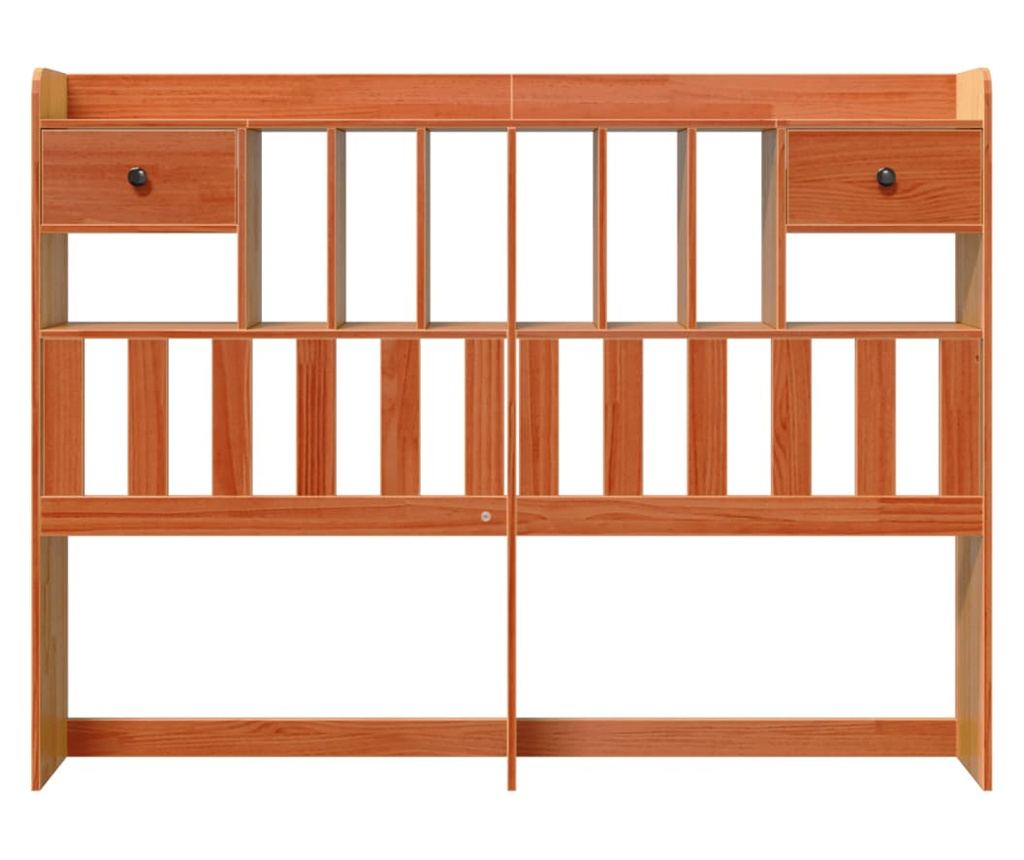 viaszbarna tömör fenyőfa fejtámla tárolóval 160 cm - 3