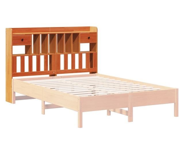 viaszbarna tömör fenyőfa fejtámla tárolóval 140 cm