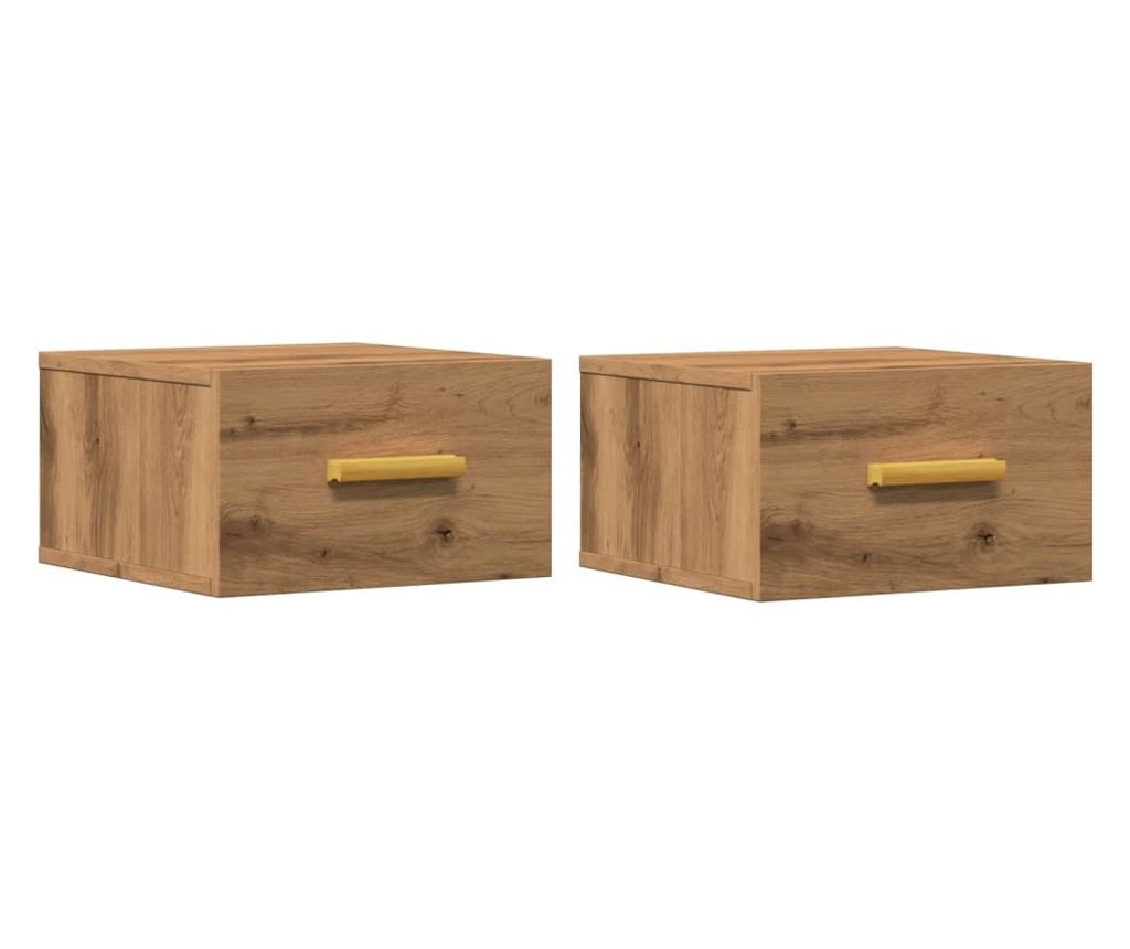 2 db kézműves tölgy fali szerelhető éjjeliszekrény 35x35x20 cm - 2