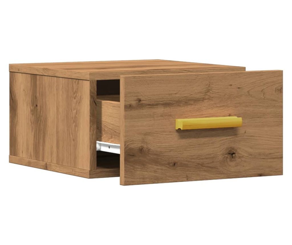 2 db kézműves tölgy fali szerelhető éjjeliszekrény 35x35x20 cm - 5