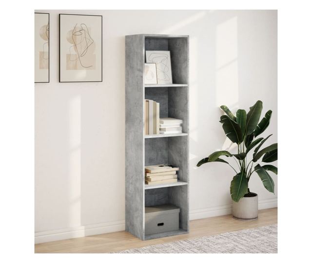 betonszürke szerelt fa könyvespolc 40 x 30 x 152 cm