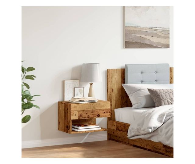 antik fa színű falra szerelhető éjjeliszekrény