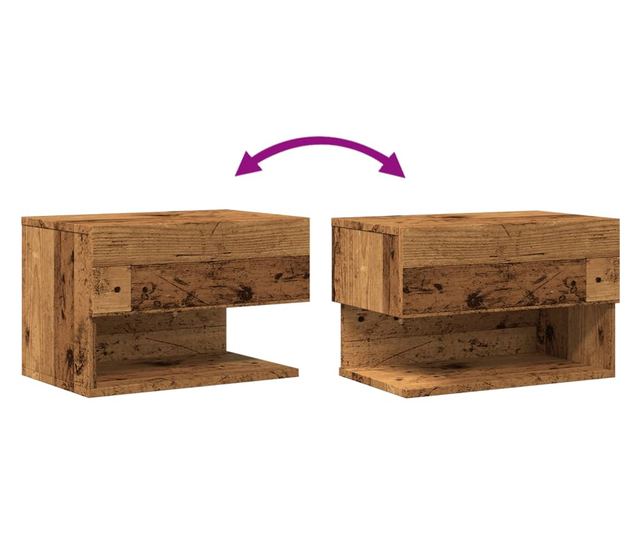 antik fa színű falra szerelhető éjjeliszekrény