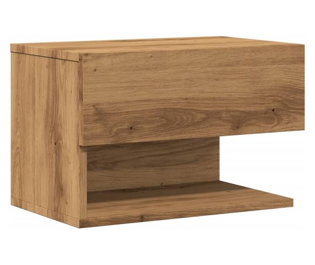 kézműves tölgy színű falra szerelhető éjjeliszekrény