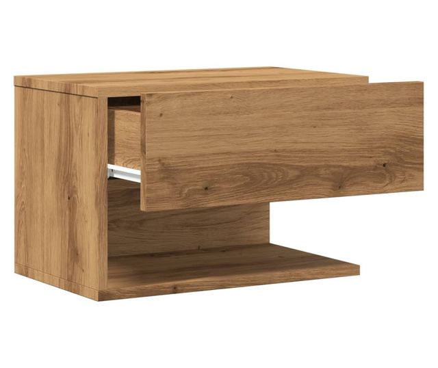 kézműves tölgy színű falra szerelhető éjjeliszekrény