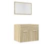 2 részes sonoma tölgyszínű szerelt fa fürdőszobai bútorszett