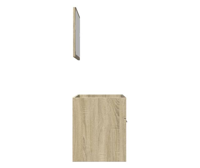 2 részes sonoma tölgyszínű szerelt fa fürdőszobai bútorszett