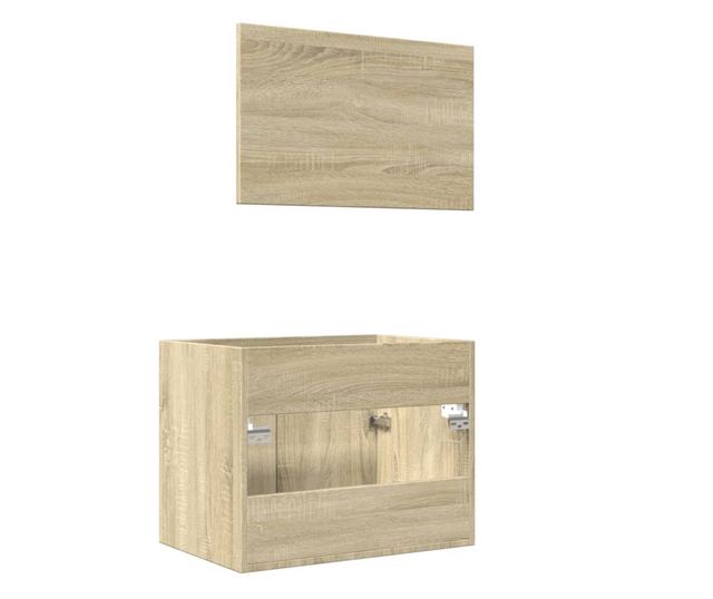 2 részes sonoma tölgyszínű szerelt fa fürdőszobai bútorszett