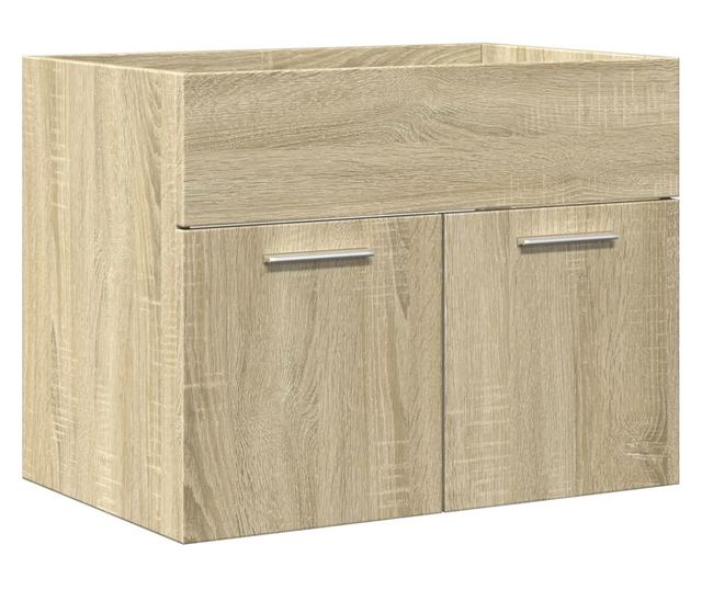 2 részes sonoma tölgyszínű szerelt fa fürdőszobai bútorszett