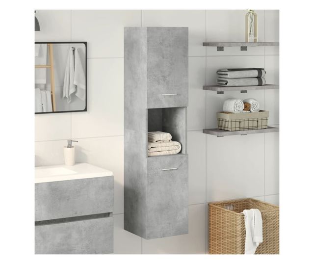 betonszürke szerelt fa függő fürdőszobaszekrény 30x30x130 cm