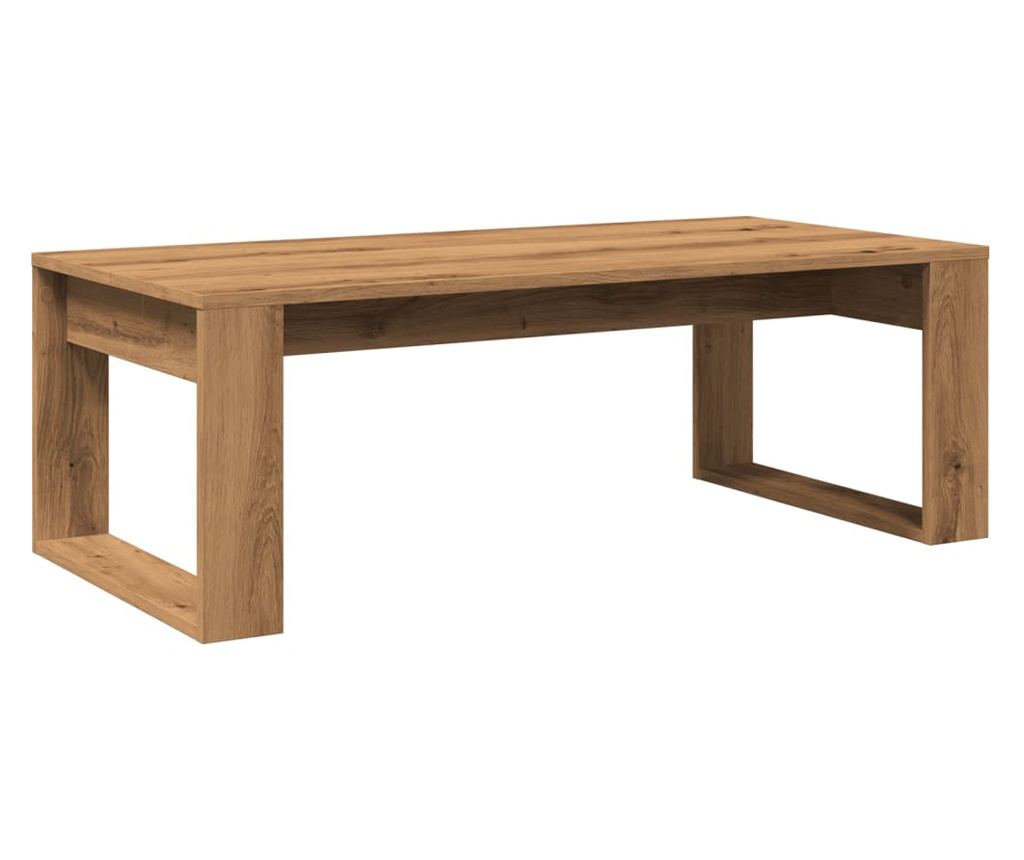 kézműves tölgy színű szerelt fa dohányzóasztal 102 x 50 x 35 cm - 2