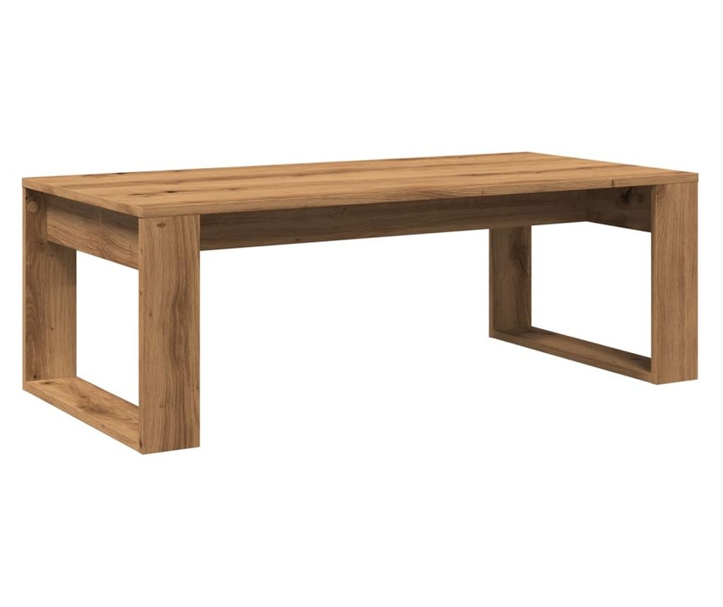 kézműves tölgy színű szerelt fa dohányzóasztal 102 x 50 x 35 cm - 6