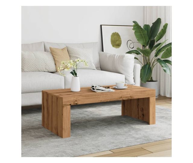 kézműves tölgy színű szerelt fa dohányzóasztal 102 x 50 x 35 cm