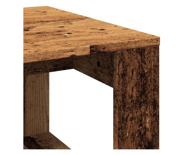 antik fa színű szerelt fa kisasztal 50 x 50 x 35 cm