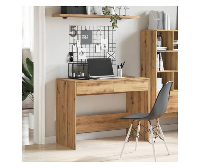 kézműves tölgy színű szerelt fa íróasztal 101 x 50 x 76,5 cm