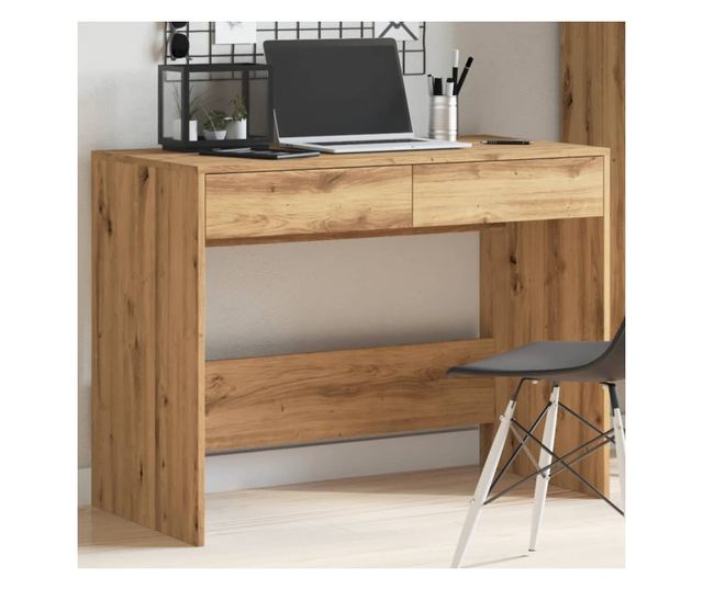 kézműves tölgy színű szerelt fa íróasztal 101 x 50 x 76,5 cm