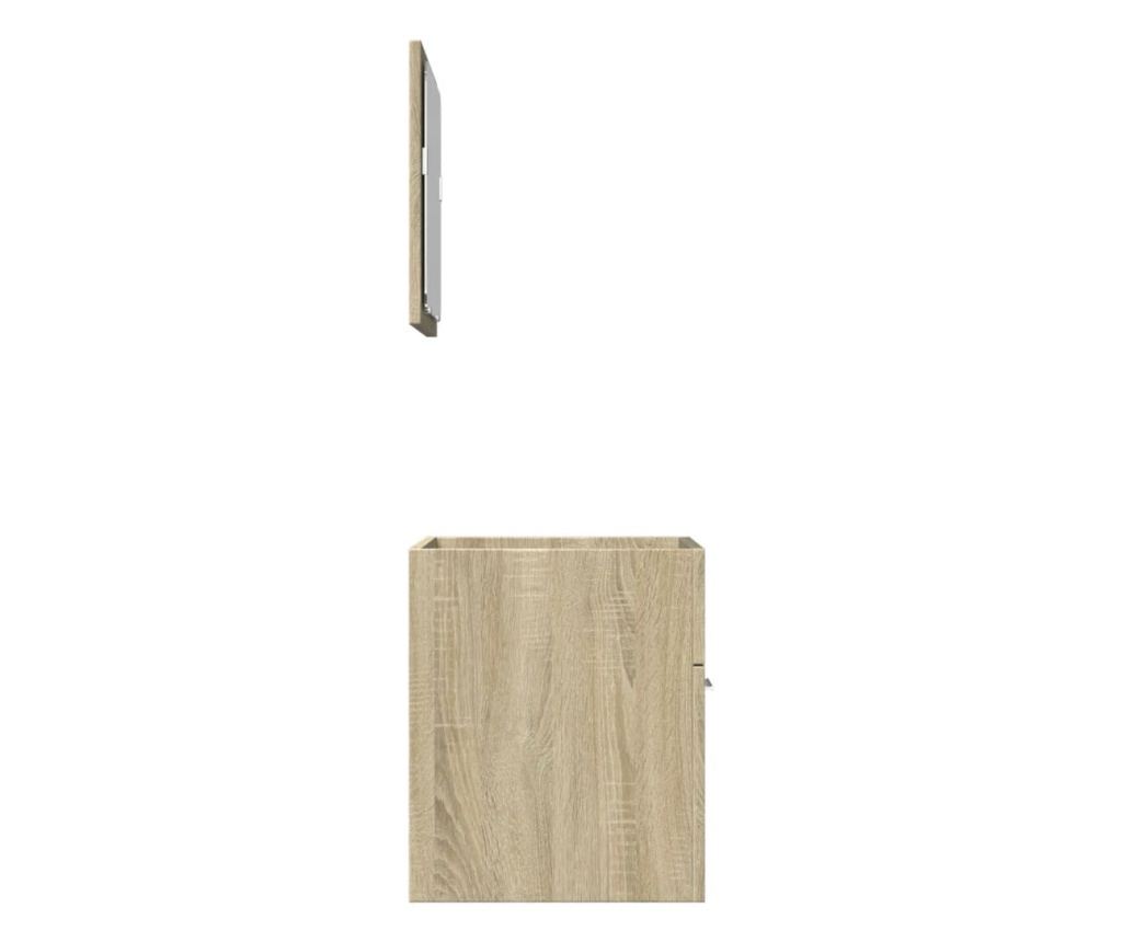 2 részes sonoma tölgyszínű szerelt fa fürdőszobai bútorszett - 6