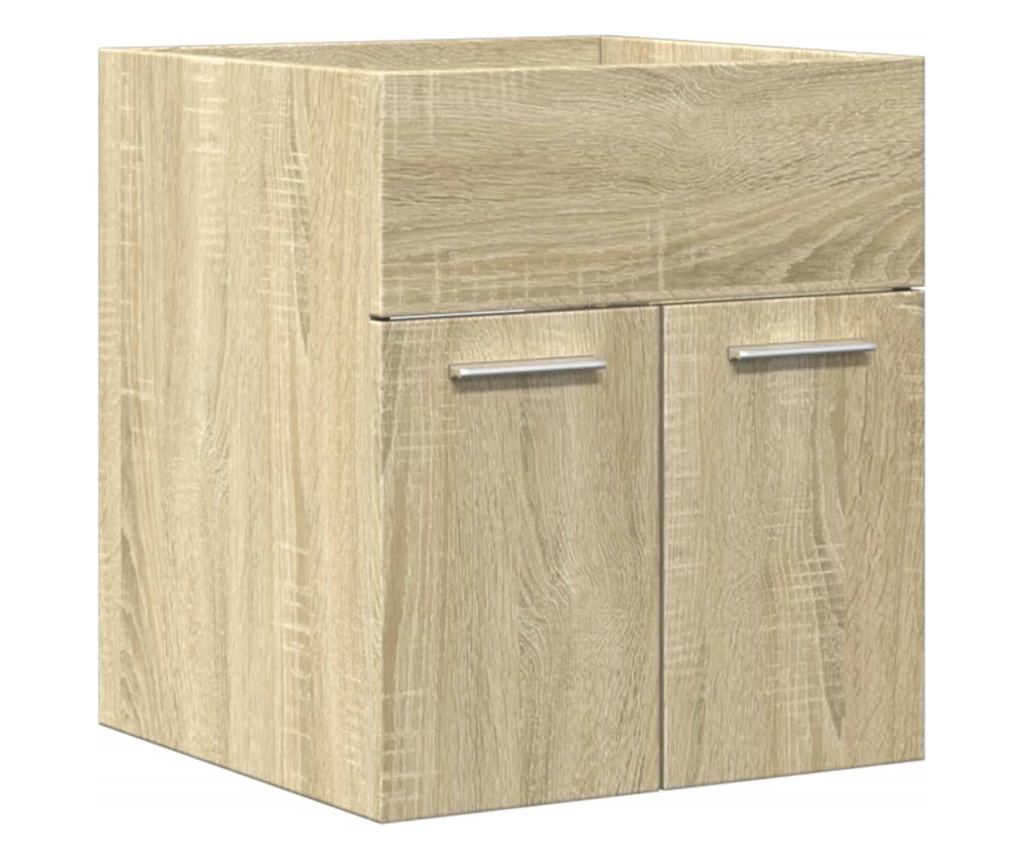 2 részes sonoma tölgyszínű szerelt fa fürdőszobai bútorszett - 9