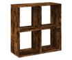 füstös tölgy szerelt fa elválasztó könyvespolc 69,5x29x69,5 cm