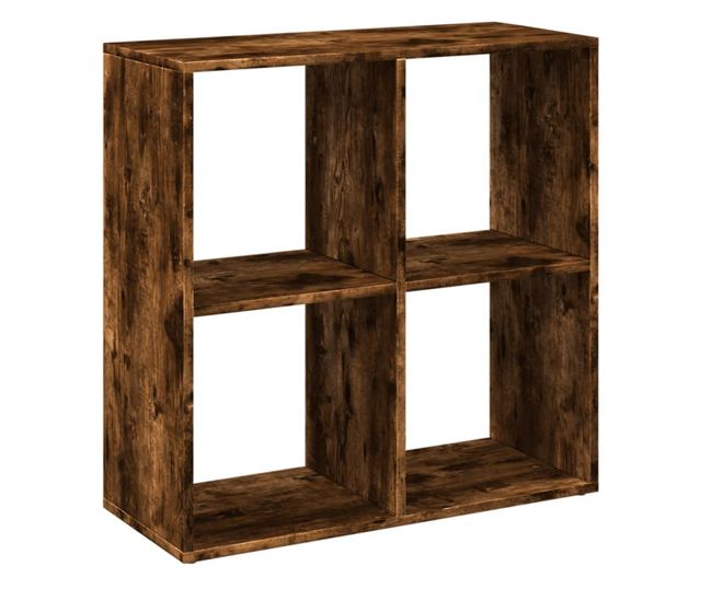 füstös tölgy szerelt fa elválasztó könyvespolc 69,5x29x69,5 cm