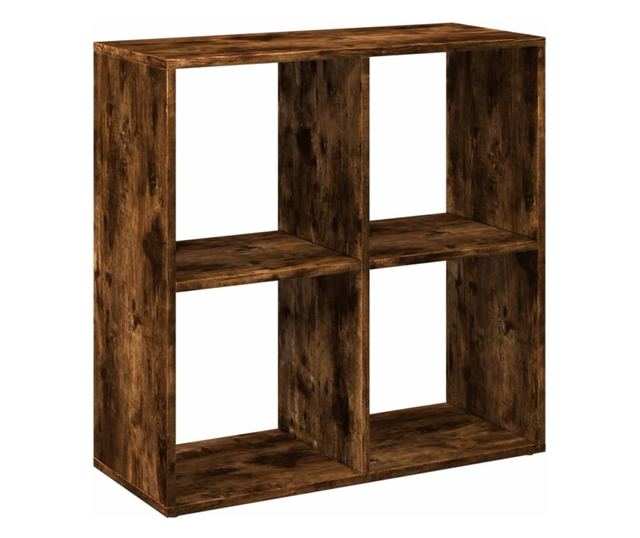 füstös tölgy szerelt fa elválasztó könyvespolc 69,5x29x69,5 cm