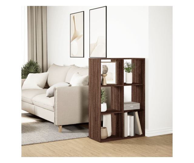 barna tölgy szerelt fa elválasztó könyvespolc 69,5x29x103,5 cm