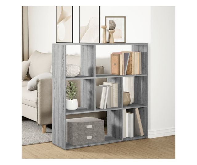 szürke sonoma szerelt fa elválasztó könyvespolc 102x29x103,5cm