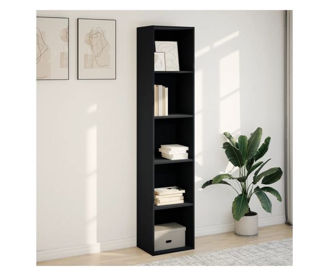 fekete szerelt fa könyvespolc 40 x 30 x 189 cm