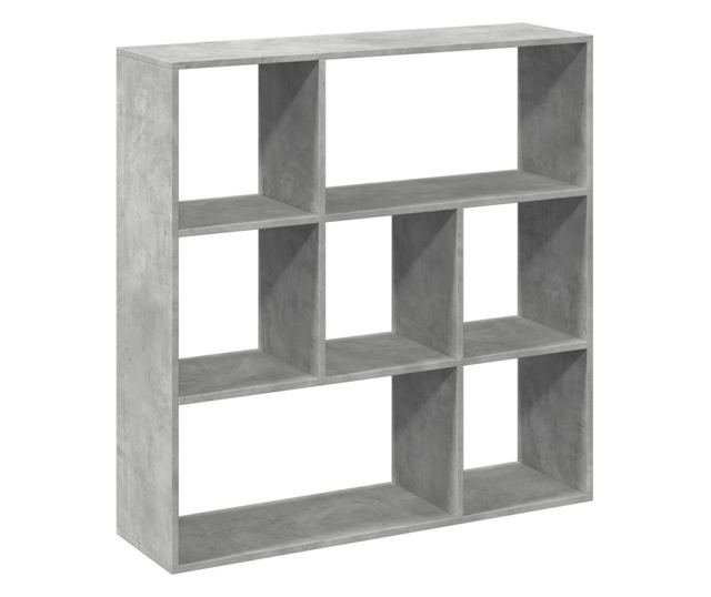 betonszürke szerelt fa elválasztó könyvespolc 102x29x103,5 cm