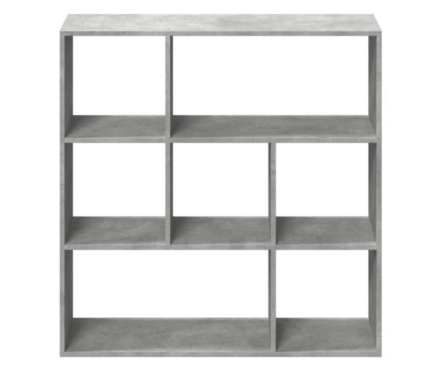 betonszürke szerelt fa elválasztó könyvespolc 102x29x103,5 cm