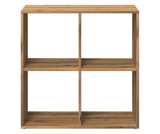 kézműves tölgy színű fa elválasztó könyvespolc 69,5x29x69,5 cm